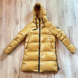 Down Yellow Hooded Puffer Coat - Women's Jacket